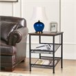 Costway Particleboard End Side Table with 2 Shelves in Brown (Set of 2)