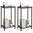 Costway Contemporary Particle Board and Steel End Table in Brown (Set of 2)