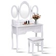 Costway Pine Wood Vanity Table Set with 7 Functional Drawers in White