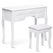 Costway Pine Wood Vanity Table Set with 7 Functional Drawers in White