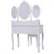 Costway Pine Wood Vanity Table Set with 7 Functional Drawers in White