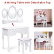 Costway Pine Wood Vanity Table Set with 7 Functional Drawers in White