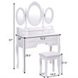 Costway Pine Wood Vanity Table Set with 7 Functional Drawers in White