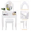 Costway Contemporary Pine Wood Vanity Table Set with 1 Big Drawer in White
