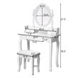 Costway Contemporary Pine Wood Vanity Table Set with 1 Big Drawer in White