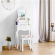 Costway Contemporary Pine Wood Vanity Table Set with 3 Storage Drawers in White