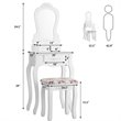 Costway Contemporary Pine Wood Vanity Table Set with 3 Storage Drawers in White