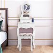 Costway Contemporary Pine Wood Vanity Table Set with 3 Storage Drawers in White