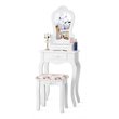 Costway Contemporary Pine Wood Vanity Table Set with 3 Storage Drawers in White