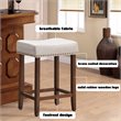 Costway 24'' Rubber Wood Nailhead Saddle Bar Stools in Beige (Set of 4)