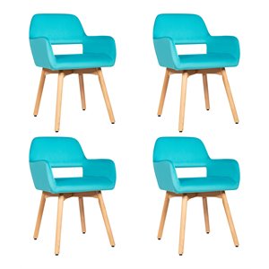 Costway 29.5&quot Velvet Fabric Modern Accent Armchairs in Blue (Set of 4)