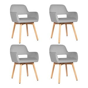 Costway 29.5&quot Velvet Fabric Modern Accent Armchairs in Gray (Set of 4)