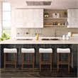 Costway 29'' Rubber Wood Nailhead Saddle Bar Stools in Beige (Set of 4)
