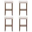 Costway 29'' Rubber Wood Nailhead Saddle Bar Stools in Beige (Set of 4)