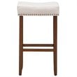 Costway 29'' Rubber Wood Nailhead Saddle Bar Stools in Beige (Set of 4)