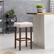 Costway 29'' Rubber Wood Nailhead Saddle Bar Stools in Beige (Set of 4)