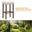 Costway 29'' Rubber Wood Nailhead Saddle Bar Stools in Beige (Set of 4)