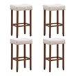 Costway 29'' Rubber Wood Nailhead Saddle Bar Stools in Beige (Set of 4)