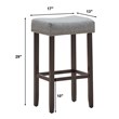 Costway 29'' Rubber Wood Nailhead Saddle Bar Stools in Gray (Set of 4)