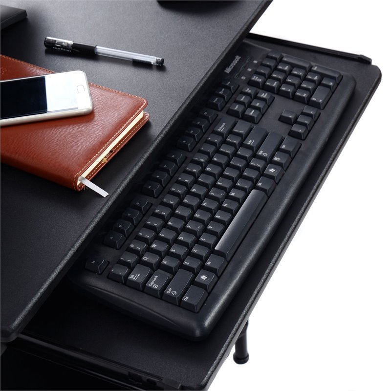 Costway Contemporary MDF and Steel Computer Desks in Black Finish