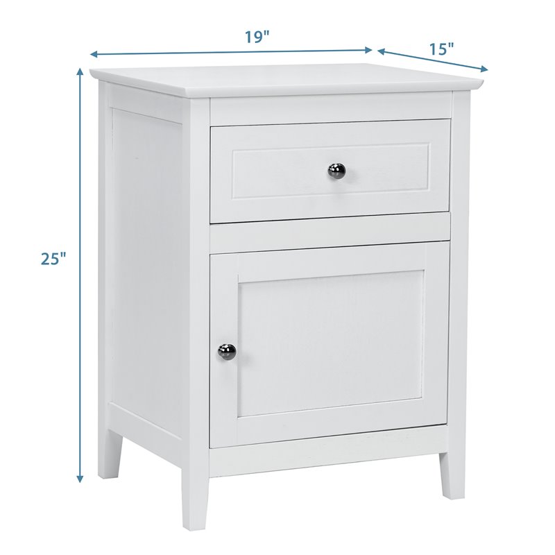 Costway 2-tier Contemporary MDF and Pine Wood Nightstands in White (Set of 2)