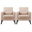 Costway Tufted Upholstered Fabric Modern Accent Armchair in Beige (Set of 2)