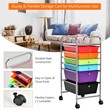 Costway Metal Scrapbook Paper Rolling Storage Cart with 6 Drawers in Multi-Color
