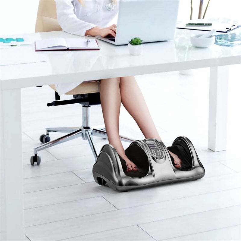 Costway ABS and Fabric Shiatsu Foot Massager with Remote Control in Gray