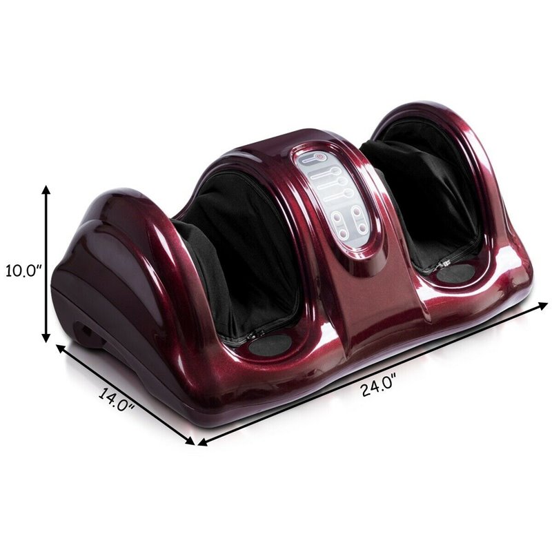 Costway ABS and Fabric Shiatsu Foot Massager with Remote Control in Burgundy Red