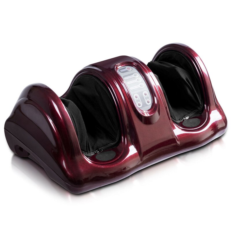 Costway ABS and Fabric Shiatsu Foot Massager with Remote Control in Burgundy Red