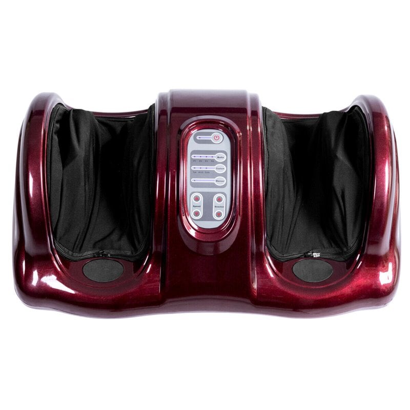 Costway ABS and Fabric Shiatsu Foot Massager with Remote Control in Burgundy Red