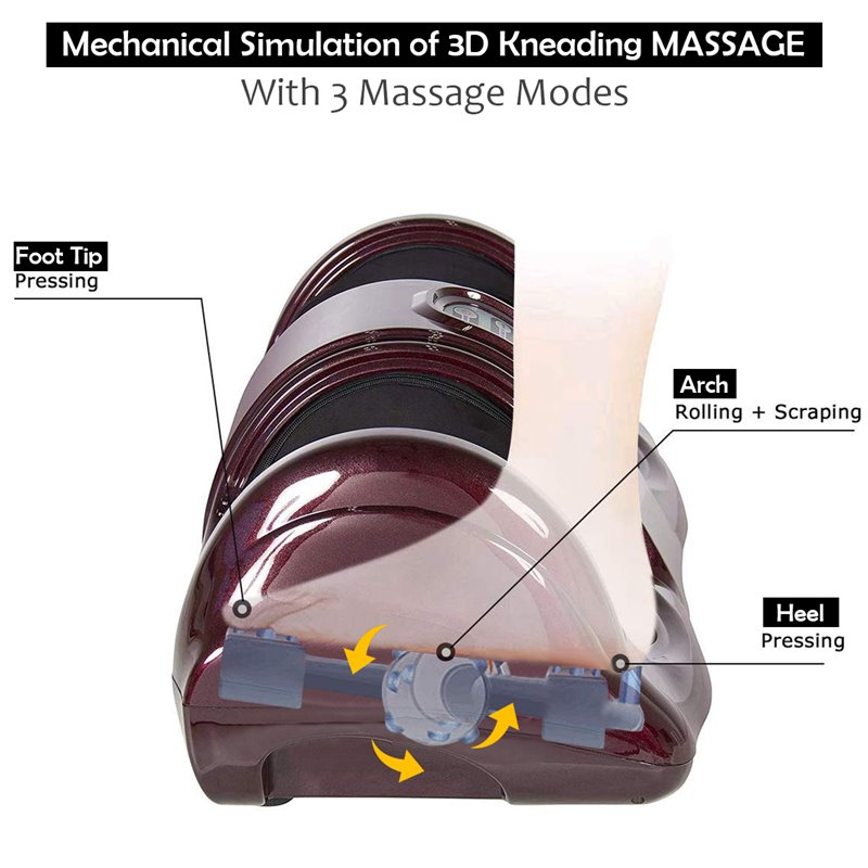 Costway ABS and Fabric Shiatsu Foot Massager with Remote Control in Burgundy Red