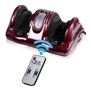 Costway ABS and Fabric Shiatsu Foot Massager with Remote Control in Burgundy Red