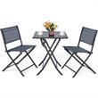 Costway 3 Pieces Metal Outdoor Patio Bistro Set for Garden Backyard in Gray