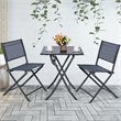 Costway 3 Pieces Metal Outdoor Patio Bistro Set for Garden Backyard in Gray
