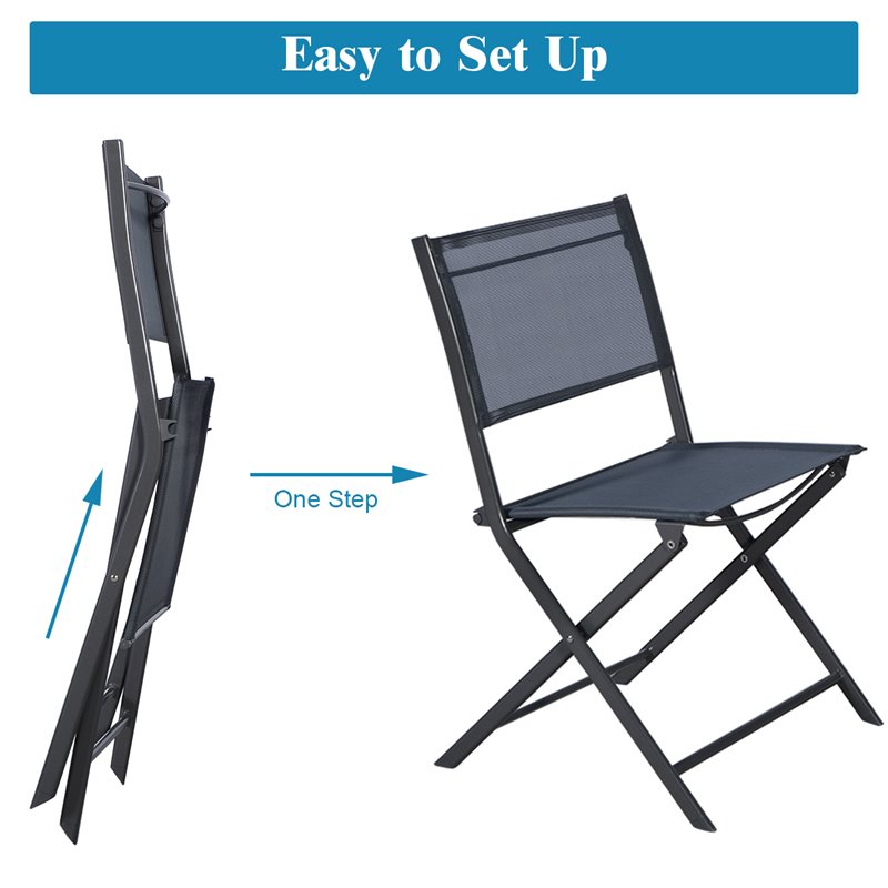 Costway 3 Pieces Metal Outdoor Patio Bistro Set for Garden Backyard in Gray