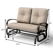 Costway Steel Metal Outdoor Patio Rocking Bench with Cushion Seat in Black