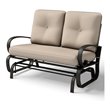 Costway Steel Metal Outdoor Patio Rocking Bench with Cushion Seat in Black