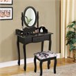 Costway MDF and Sponge Vanity Table Set with Dressing Table and Stool in Black