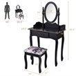 Costway MDF and Sponge Vanity Table Set with Dressing Table and Stool in Black
