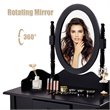 Costway MDF and Sponge Vanity Table Set with Dressing Table and Stool in Black