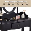Costway MDF and Sponge Vanity Table Set with Dressing Table and Stool in Black