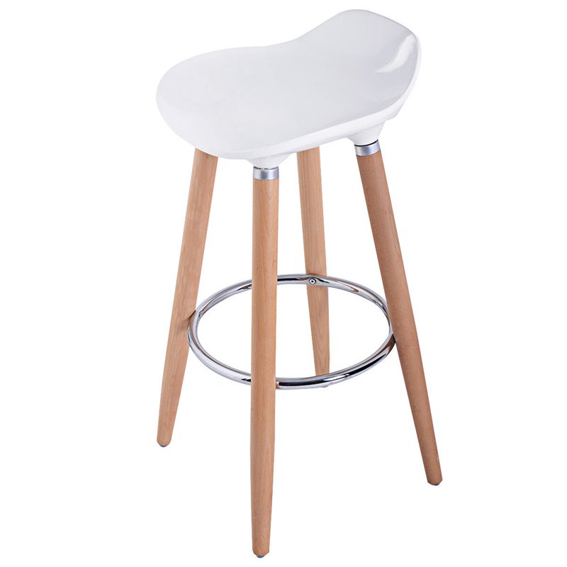 Costway ABS and Beech Wood Breakfast Bar Stools in White (Set of 2)