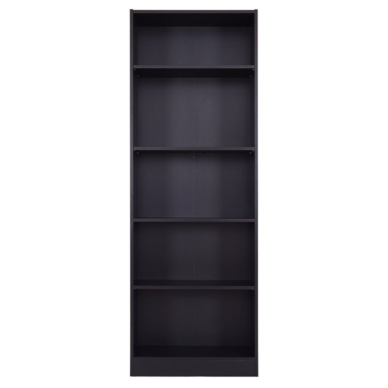 Costway 5-tier Contemporary Particle Board Bookcase Cabinet in Black