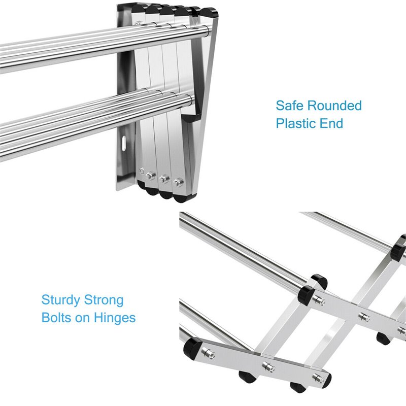 Costway Contemporary Rattan and Iron Wall Mount Expandable Towel Rack in Silver