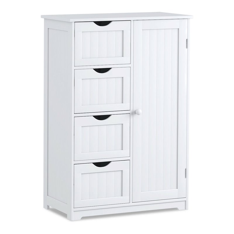 Costway 4-drawer MDF Board Free Standing Storage Cabinet with 2 Shelves in White