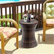 Costway Contemporary Iron and Rattan Height Adjustable Cool Bar Table in Brown