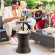 Costway Contemporary Iron and Rattan Height Adjustable Cool Bar Table in Brown