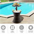 Costway Contemporary Iron and Rattan Height Adjustable Cool Bar Table in Brown