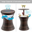 Costway Contemporary Iron and Rattan Height Adjustable Cool Bar Table in Brown